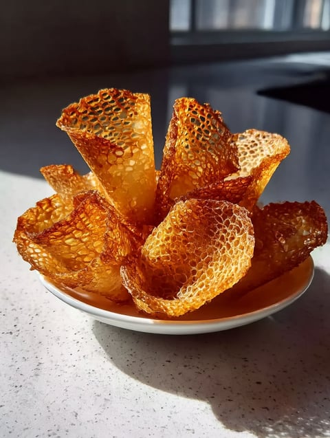 Une assiette de chips de riz épicées.
