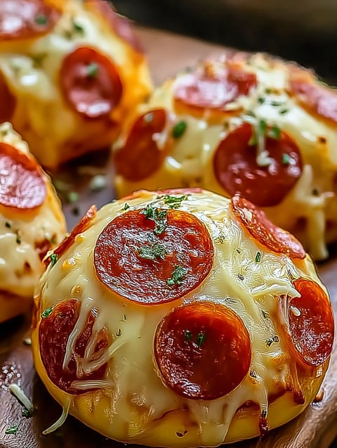 Bombes pizza pepperoni fondantes.
