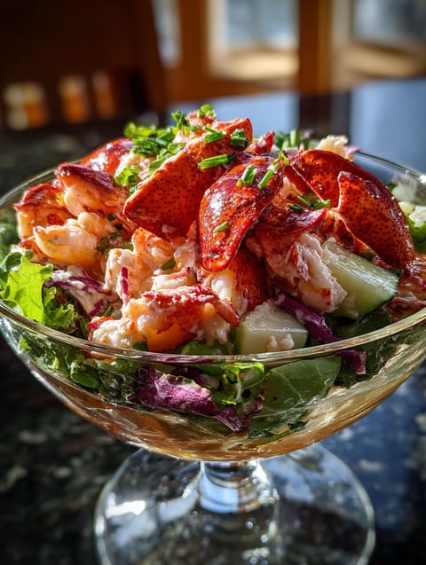 Un plat savoureux de homard et légumes.