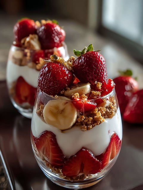 Un repas savoureux avec yaourt et fraises.