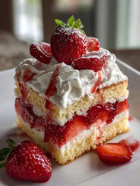 Un plat savoureux de gâteau et fraises.